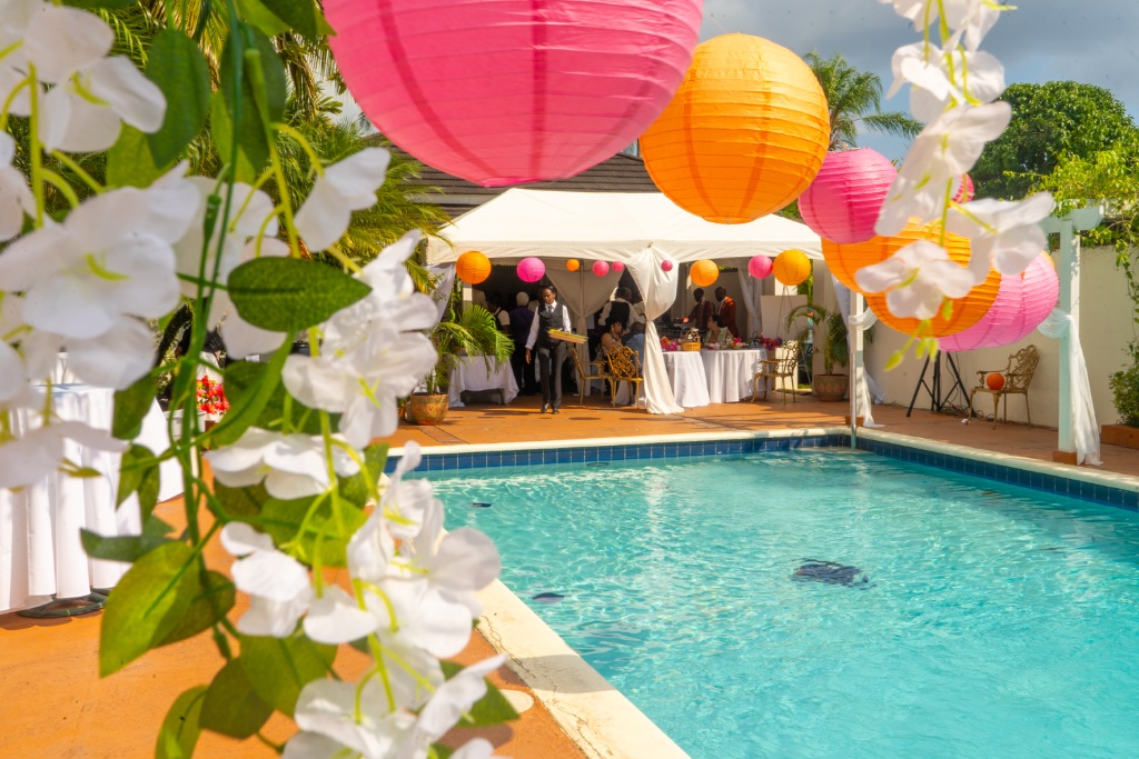 Poolside Event — Lanterns & Florals