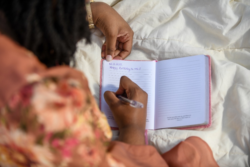 Birthday Picnic — Floral Dress & Notebook